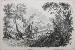 Simon Fokke. A young man and Neptune. Etching. 1722 - 1782.