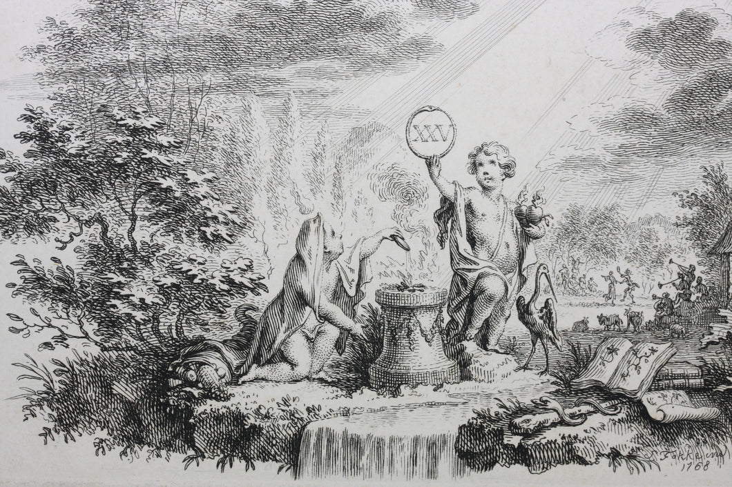 Simon Fokke. Allegory of the twenty-fifth anniversary. Etching. 1768.