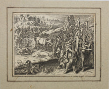 Load image into Gallery viewer, European School XVII C. David taking the Ark of the Covenant to Jerusalem. Engraving. XVIII C.
