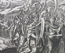 Load image into Gallery viewer, European School XVII C. David taking the Ark of the Covenant to Jerusalem. Engraving. XVIII C.

