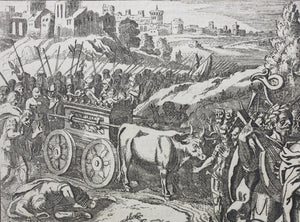 European School XVII C. David taking the Ark of the Covenant to Jerusalem. Engraving. XVIII C.