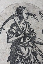 Load image into Gallery viewer, European School XVII C. Hope, SPES, in the form of a woman with an anchor and a bird of prey. Engraving. XVII C.
