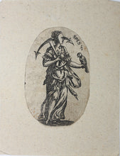 Load image into Gallery viewer, European School XVII C. Hope, SPES, in the form of a woman with an anchor and a bird of prey. Engraving. XVII C.
