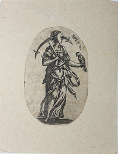 European School XVII C. Hope, SPES, in the form of a woman with an anchor and a bird of prey. Engraving. XVII C.
