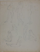 Load image into Gallery viewer, John Middleton Freeman. Female nude figure studies. Felt tip pen drawing. Late XX C.
