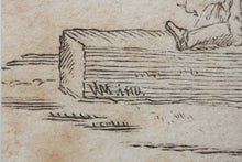 Load image into Gallery viewer, Johann Wilhelm Meil, after. Two carpenters. Wood engraving by Johann Gottlieb Friedrich Unger. 1779.
