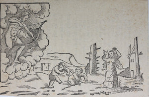 Hans Holbein the Younger, after. Niobe turned into stone. Woodcut by Johann Gottlieb Friedrich Unger. Late XVIII C.