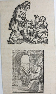 Hans Holbein the Younger, after. Almsgiving. Portrait of Erasmus. Two woodcuts by Johann Gottlieb Friedrich Unger. Late XVIII C.