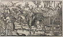 Load image into Gallery viewer, Jost Amman. How to shoe horses for winter riding. Woodcut by Monogrammist MB. 1584.
