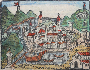 Italian School XVI C. View of Florence page CIII. Colored Woodcut.