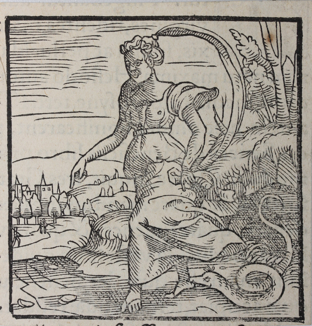 Italian School XVI C. Eurydice. Woodcut.