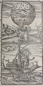 Italian School XVI C. Atlas. Sun. Two woodcuts.