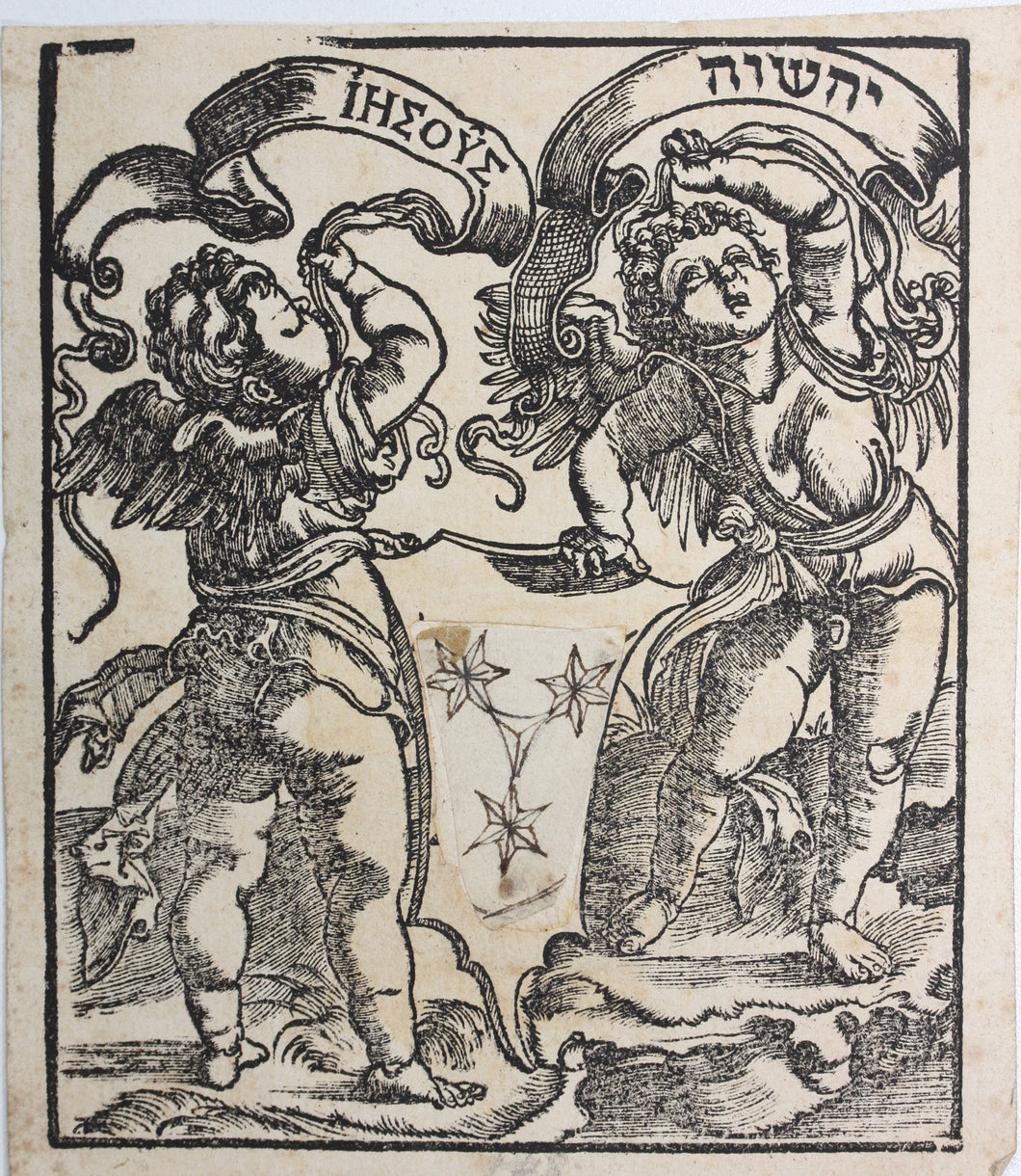 Albrecht Dürer, after(?). Publisher's device of Thomas Anshelm. Woodcut by Hans Baldung. 1518.