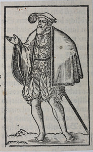German School XVI C. Nobleman. Woodcut from Cosmographia by Sebastian Münster.