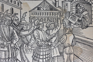 German School XVI C. Rights of citizens. Woodcut from Laienspiegel  by Ulrich Tengler.