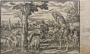 Virgil Solis, after. Jacob’s Flock Prospers. Woodcut from Bible translated by Martin Luther. XVI C.