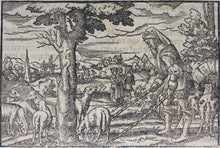 Load image into Gallery viewer, Virgil Solis, after. Jacob’s Flock Prospers. Woodcut from Bible translated by Martin Luther. XVI C.
