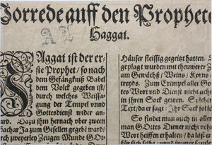 Virgil Solis, after. Haggai the Prophet. Woodcut from Bible translated by Martin Luther. XVI C.