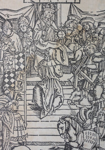 German School XVI C. Oath of fealty. 1538. Woodcut from Laienspiegel  by Ulrich Tengler.