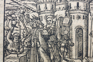 German School XVI C. Tower of Babel. Woodcut from Bible translated by Martin Luther. XVI C.