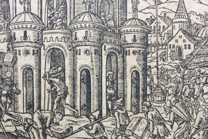 German School XVI C. Tower of Babel. Woodcut from Bible translated by Martin Luther. XVI C.