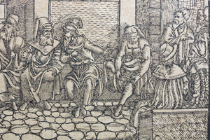 German School XVI C. Ceremony of the Shoe. Woodcut from Bible translated by Martin Luther. XVI C.