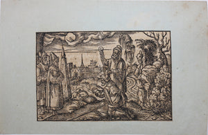 Virgil Solis. Samuel anointing Saul. Woodcut from Bible translated by Martin Luther. XVI C.