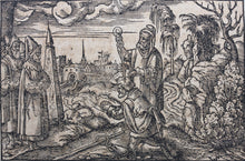 Load image into Gallery viewer, Virgil Solis. Samuel anointing Saul. Woodcut from Bible translated by Martin Luther. XVI C.
