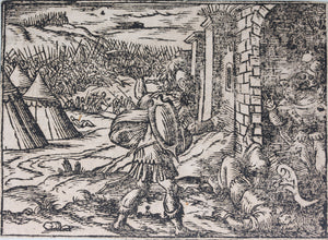 German School XVI C. Eight illustrations from the Bible. Woodcuts. Page 148/1 from  ancient album.