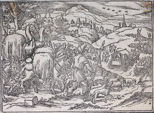 German School XVI C. Eight illustrations from the Bible. Woodcuts. Page 148/1 from  ancient album.