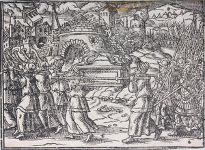 German School XVI C. Eight illustrations from the Bible. Woodcuts. Page 148/1 from  ancient album.
