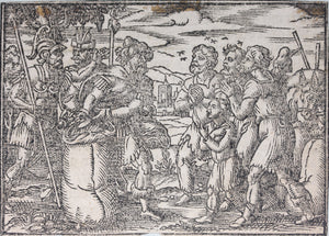 German School XVI C. Eight illustrations from the Bible. Woodcuts. Page 148/1 from  ancient album.