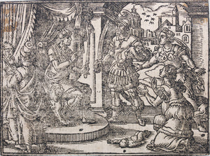 German School XVI C. Eight illustrations from the Bible. Woodcuts. Page 148/2 from an ancient album.