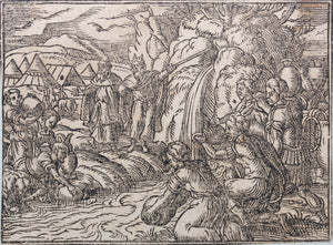 German School XVI C. Eight illustrations from the Bible. Woodcuts. Page 148/2 from an ancient album.