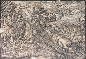 German School XVI C. Five illustrations from the Bible. Woodcuts. Page 148/4 from ancient album.
