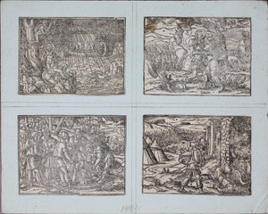 German School XVI C. Eight illustrations from the Bible. Woodcuts. Page 148/1 from  ancient album.