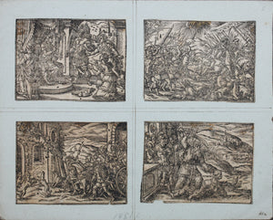 German School XVI C. Eight illustrations from the Bible. Woodcuts. Page 148/2 from an ancient album.
