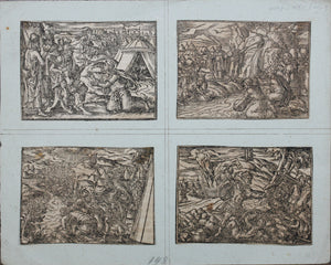 German School XVI C. Eight illustrations from the Bible. Woodcuts. Page 148/2 from an ancient album.