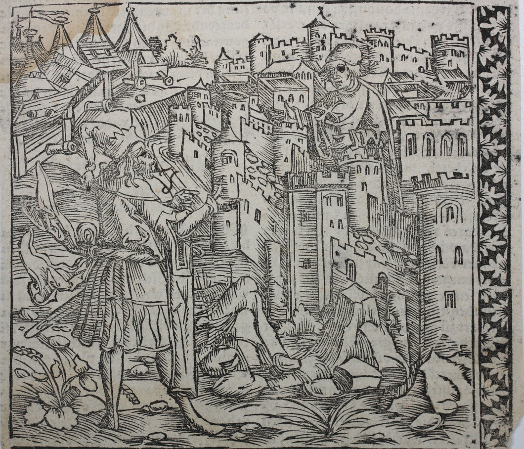 Johannes Adelphus. Die Türkisch Chronik. The Sultan conversing with the Grand Master of Rhodes. Woodcut. XVI C.