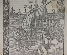 Load image into Gallery viewer, Johannes Adelphus. Die Türkisch Chronik. The Ottoman army disembarking on Rhodes. Woodcut. XVI C.
