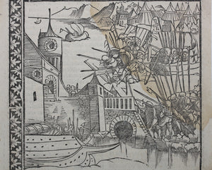 Johannes Adelphus. Die Türkisch Chronik. The battle of Negropont (1470). Woodcut XVI C.