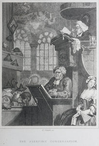 William Hogarth, after. Industry and Idleness. Pl. 1-3, The Sleeping Congregation. The Harlot Progress Pl. 5-6, The Distress'd Poet. The Company of Strollers. Eight steel engravings. 1831.