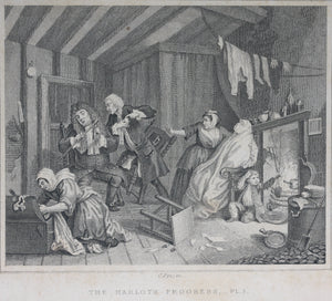 William Hogarth, after. Industry and Idleness. Pl. 1-3, The Sleeping Congregation. The Harlot Progress Pl. 5-6, The Distress'd Poet. The Company of Strollers. Eight steel engravings. 1831.