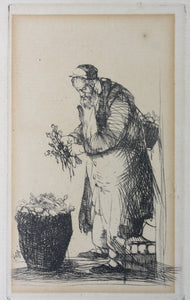 John William Winkler. The Vegetable Seller. Etching. 1923.