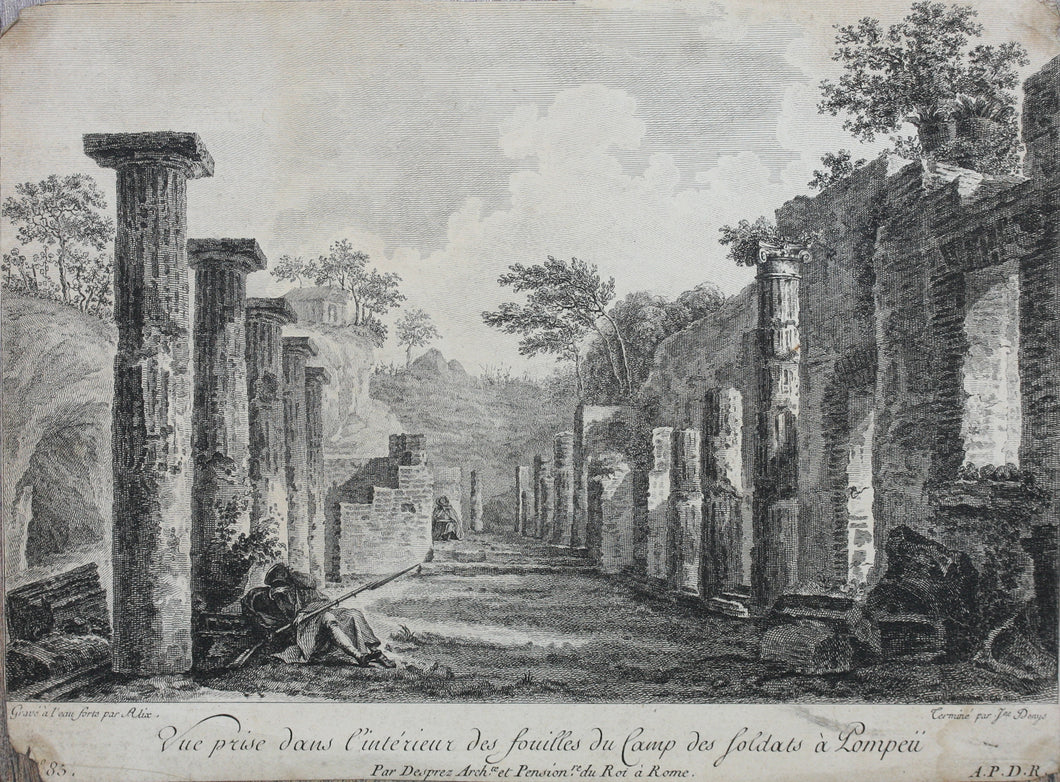 Pierre Michel Alix. Vue prise dans l'interieur des fouilles du camp des soldats a Pompeii. Engraving by Pierre Michel Alix. c. 1780.