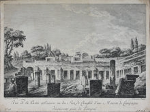 Load image into Gallery viewer, Louis Jean Desprez. Vue de la Partie infériure ou du Rez de Chausée d&#39;une Maison de Campagne Découverte près de Pompeii. Engraving by Jean-Baptiste Racine. C. 1780.
