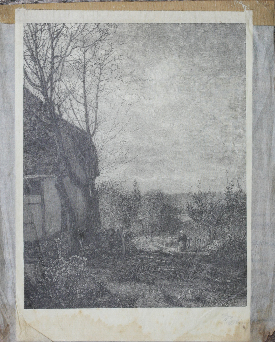 Elbridge Kingsley. Rural Landscape. Wood engraving. Late XIX C.