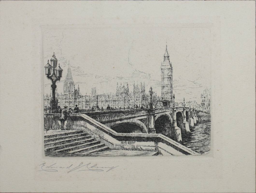 Edward Joseph Cherry. Westminster Bridge. Etching. XX C.