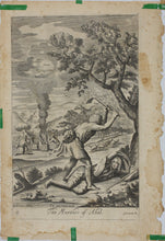 Load image into Gallery viewer, G. Freman, after. The Panishment of Adam. The Murther of Abel. Double-sided engraving by P. Bouche and F. H. van Hove from Richard Blome’s Bible. 1688-1705.
