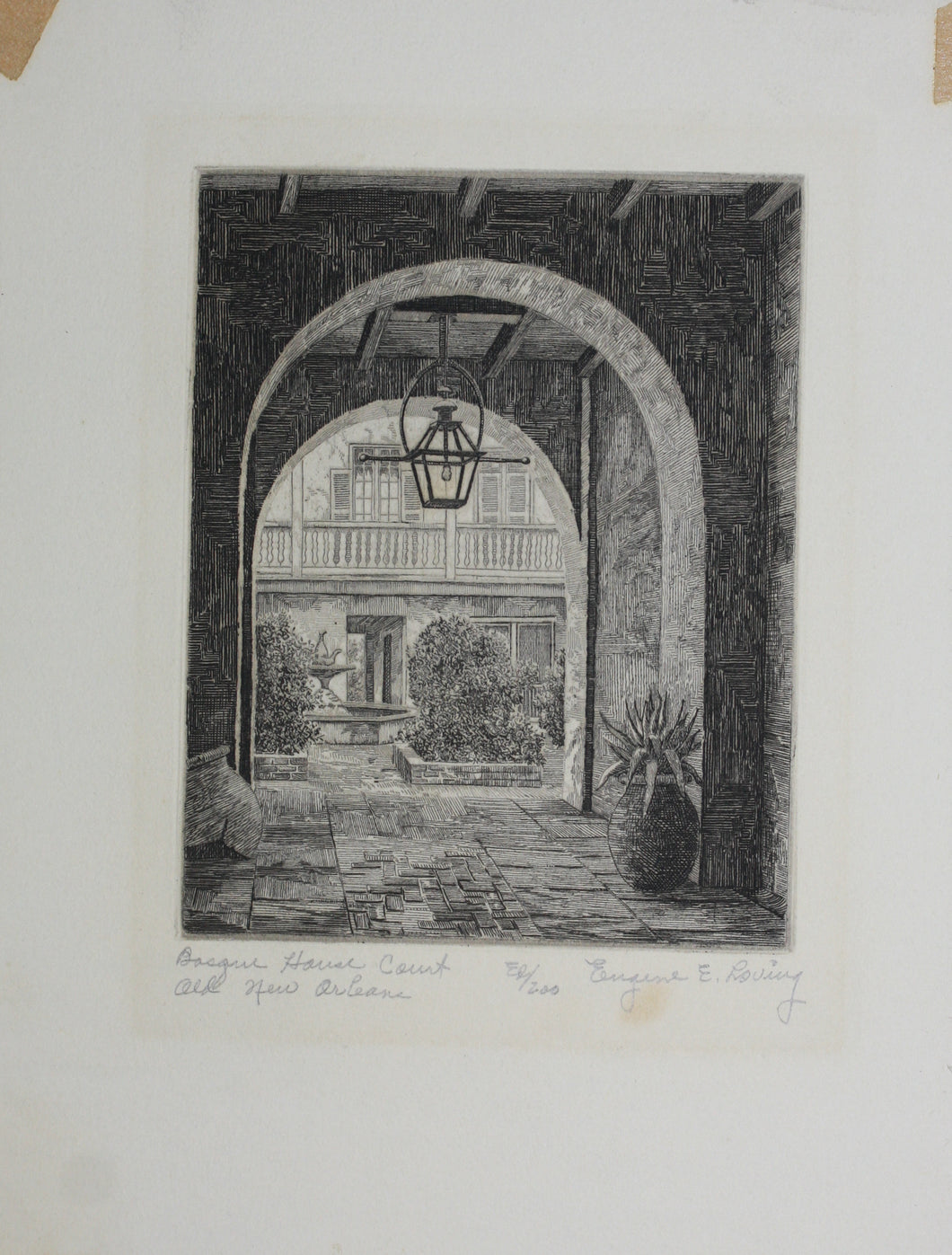 Eugene E. Loving. Basque House Court, Old New Orleans. Etching. 20th c.
